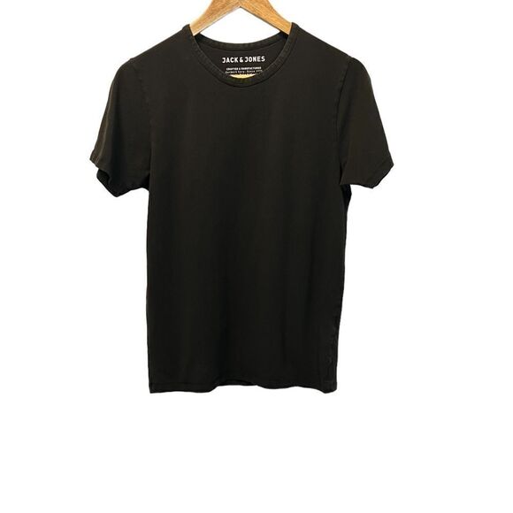 JACK & JONES Black Crew Neck Stretch Short Sleeve Tee Shirt M - Picture 1 of 8
